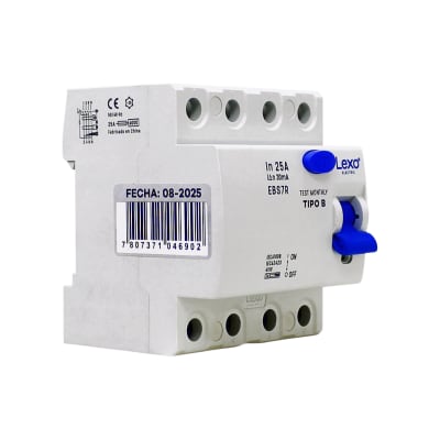 Interruptor Diferencial RCCB 4P 25A Clase B 30mA Lexo1