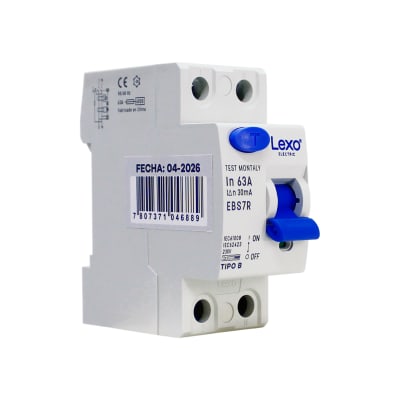 Interruptor Diferencial RCCB 2P 63A Clase B 30mA Lexo