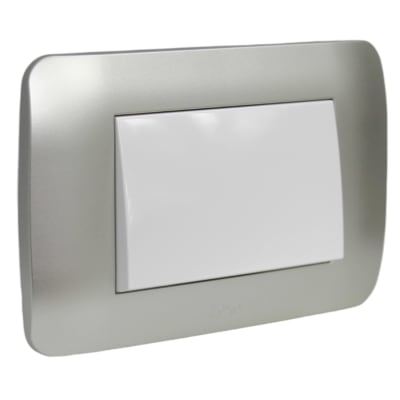 Interruptor Simple 9/12 Teclon 73mm 10A Blanco/Plata LEXO1
