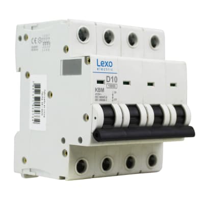 Interruptor Automático MCB 4P 10A Curva D 15kA Lexo