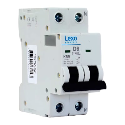 Interruptor Automático MCB 1P+N 6A Curva D 15kA Lexo