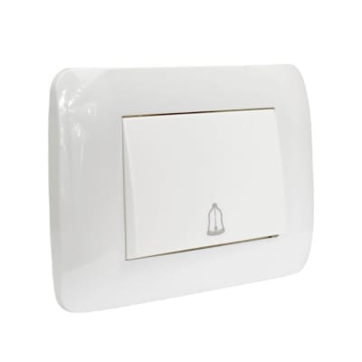 Interruptor Pulsador Timbre Teclon 73mm 10A 250V Blanco LEXO