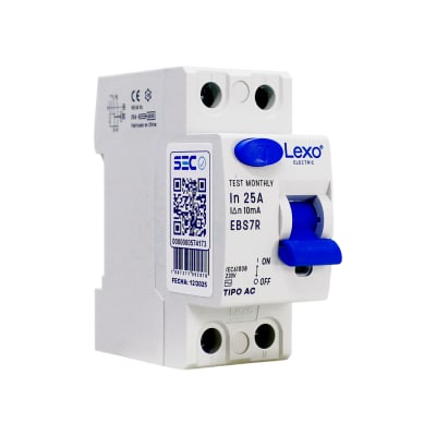 Interruptor Diferencial RCCB 2P 25A Clase AC 10mA Lexo