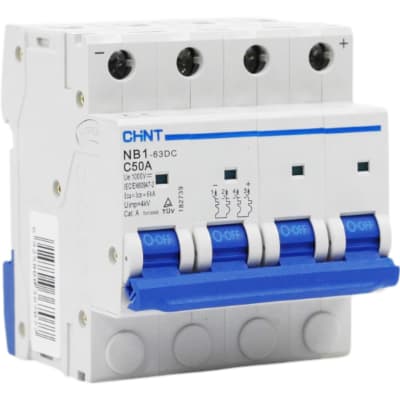 Inter. Automático DC 2x50A Curva C 1000VDC NB1-63DC-4P Chint1