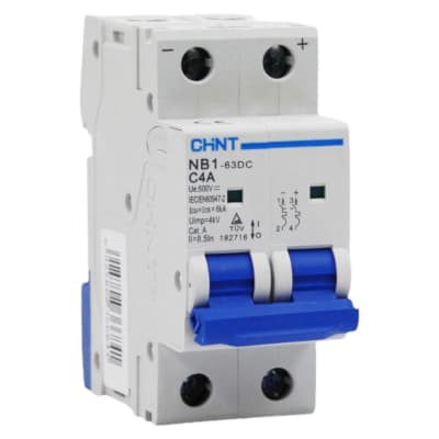 Interruptor Automático 2x4A Curva C 500VDC NB1-63DC-2P Chint