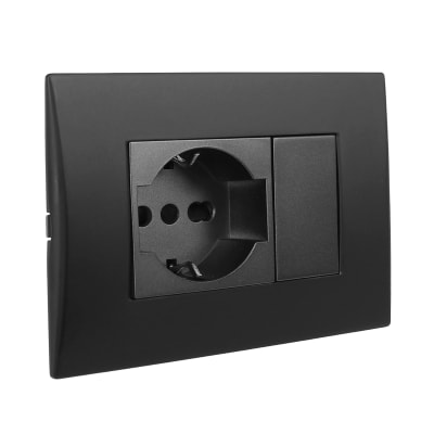 Toma Andes Schuko 10/16 + Toma 10a 250v Black Armado Lexo