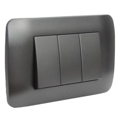 Interruptor Triple 9/32 10A 250V Grafito Armado LEXO