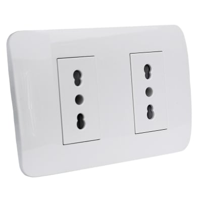 Toma Corriente Doble 10/16A 250V Blanco Armado LEXO