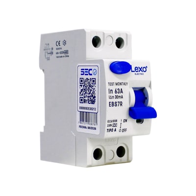 Interruptor Diferencial RCCB 2P 63A Clase A 30mA Lexo1