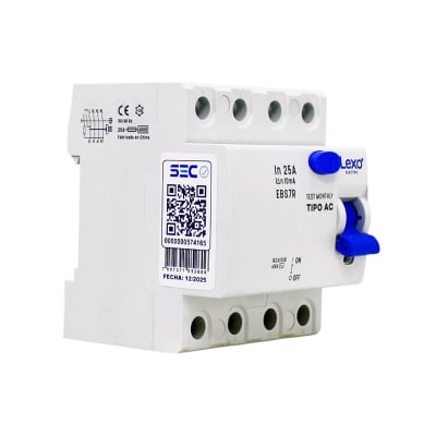 Interruptor Diferencial RCCB 4P 25A Clase AC 10mA Lexo1