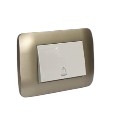 Interruptor Pulsado Timbre Teclon 73mm 10A Beige/Titani LEXO
