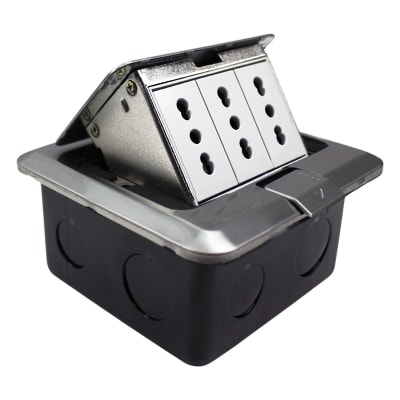 Caja De Piso Pop-Up Metálica 3 Enchufes 10/16a Stanford