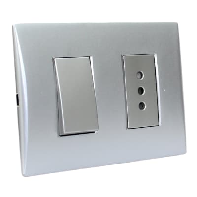 Interruptor Simple + Toma Andes 10a 250v Silver Armado Lexo1