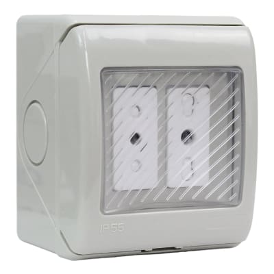 Casquete Hidrobox Tomacorriente Doble 10A+ 10/16A LEXO