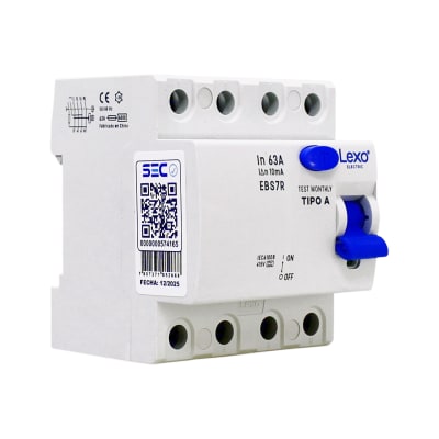 Interruptor Diferencial RCCB 4P 63A Clase A 10mA Lexo1