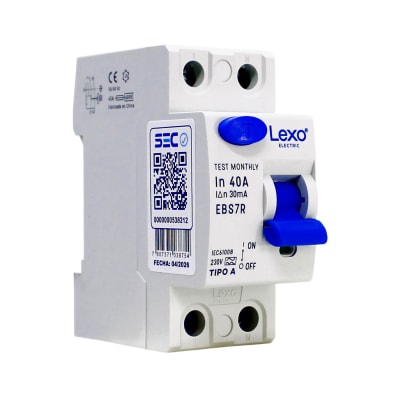 Interruptor Diferencial RCCB 2P 40A Clase A 30mA Lexo1