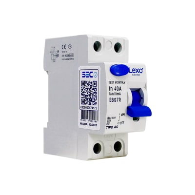 Interruptor Diferencial RCCB 2P 63A Clase AC 10mA Lexo