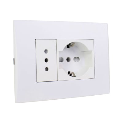 Toma Andes Schuko 10/16 + Toma 10a 250v White Armado Lexo1