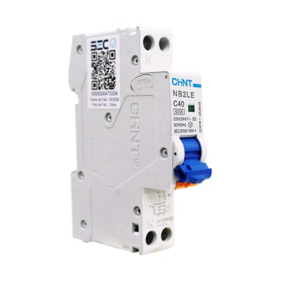 Interruptor RCBO 1P+N C40 Curva C Clase A 6kA 30mA Chint1