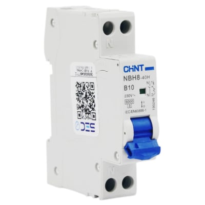 Interruptor Automático 1P+N 10A 6kA Curva B NBH8-40H Chint1