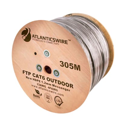CABLE DE RED FTP EXTERIOR CON MENSAJERO CAT6 23AWG AW X 305MTS