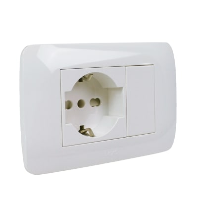 Toma Corriente Schuko 10/16a 250v Blanco Armado Lexo1