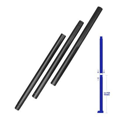 Poste Metalico Con Base 3mts Armable 54mm Negro