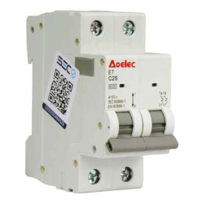 Interruptor Automático MCB 2P 25A Curva C 6kA Aoelec