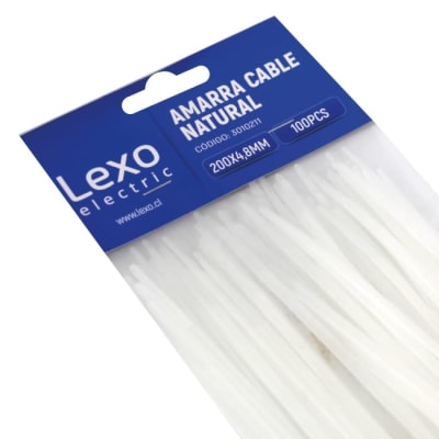 Amarra natural 200 X 4,8 mm 100u LEXO