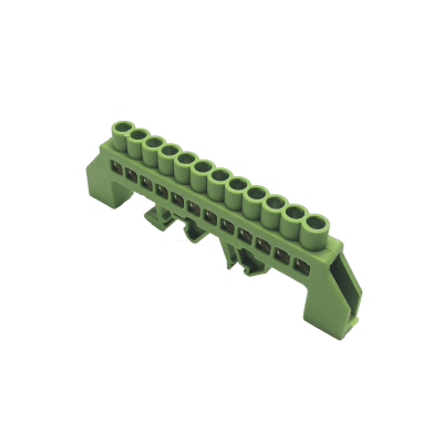 Barra Conexión Bronce Aislado 12P VERDE Riel Din1