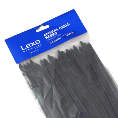 Amarra Negra 500 X 7,6 Mm 100u Lexo