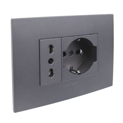 Tomacorriente Schuko + Toma 10/16A Grafito 7930 Stanford