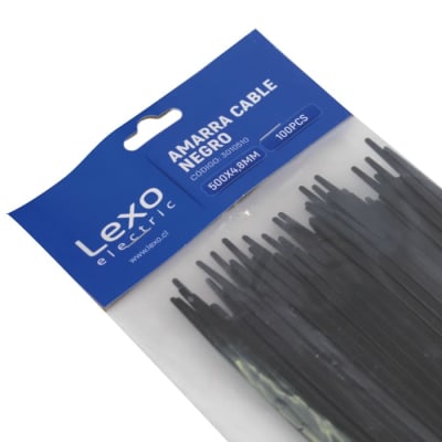 Amarra negra 500 X 4,8 mm 100u LEXO