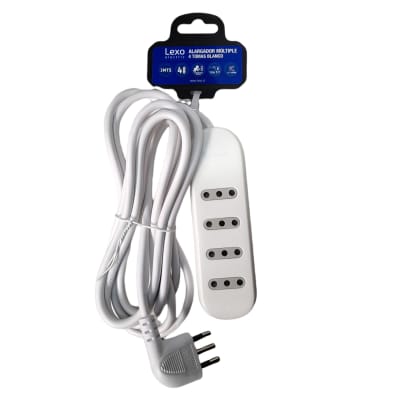 Alargador Zapatilla 4 Tomas 2P+T 10A Blanco 3 MTS Lexo