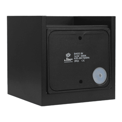 Aplique de pared Cubico Negro 2x3W 3000K IP65 JIE1