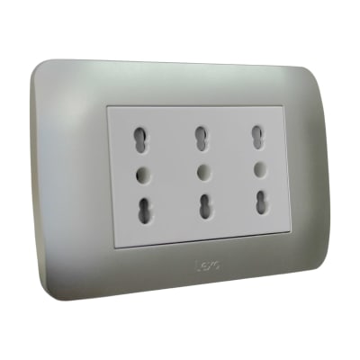 Toma Corriente TRIPLEX 10/16A 250V Blanco/Plata LEXO