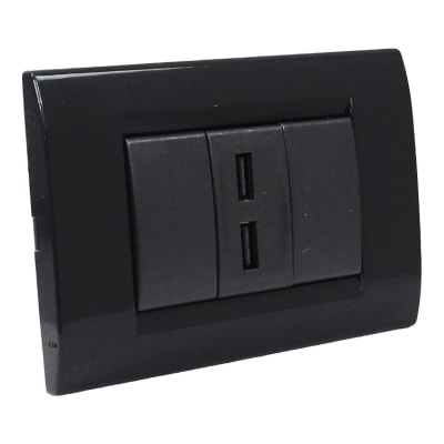 Toma USB Doble 5Vcc 2A Civil Negro Termoplastico Kalop