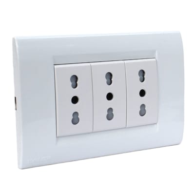 Tomacorriente Triple 10/16A Civil Blanco Termoplastica Kalop