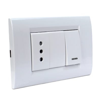 Interruptor 9/12 + Toma 10A Civil Blanco Termoplastica Kalop1