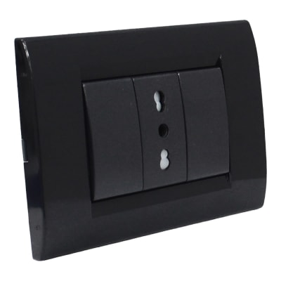 Tomacorriente Simple 2P+T 10/16 Civil Negro Termoplas. Kalop
