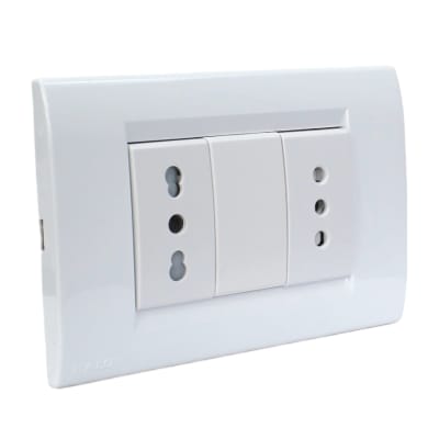 Tomacorriente Doble 10/16A + Toma 10A Civil Blanco Kalop1