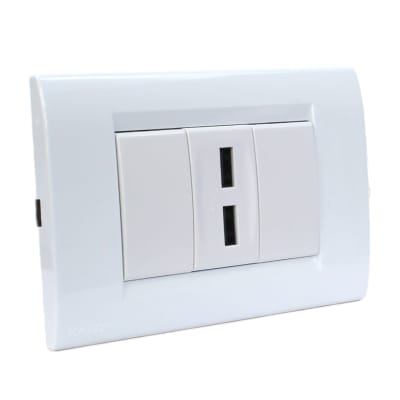 Toma Doble USB 5VCC 2A Armado Civil Blanco Kalop1