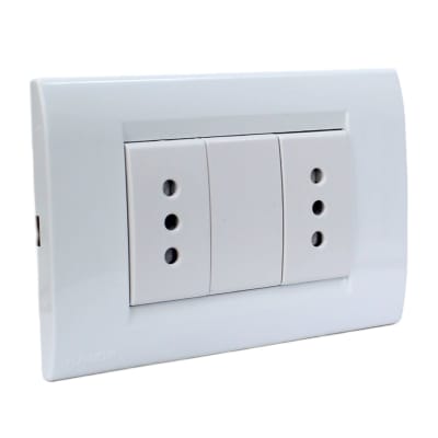 Tomacorriente Doble 2P+T 10A Civil Blanco Termosplas. Kalop1