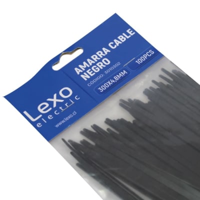 Amarra negra 300 X 4,8 mm 100u LEXO