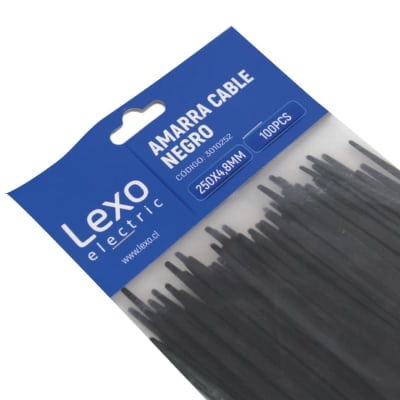 Amarra negra 250 x 4,8 mm 100u LEXO