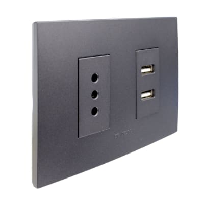 Toma 10A 250V + Toma USB Type A Grafito 7948 Stanford