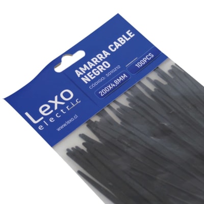 Amarra negra 200 x 4,8 mm 100u LEXO