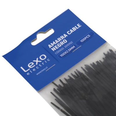 Amarra negra 100 x 2,5 mm 100u LEXO