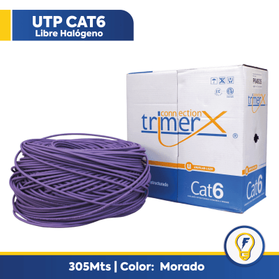 Cable Utp Cat6 100%CU Lible de Halogeno 23AWG 305m Trimerx