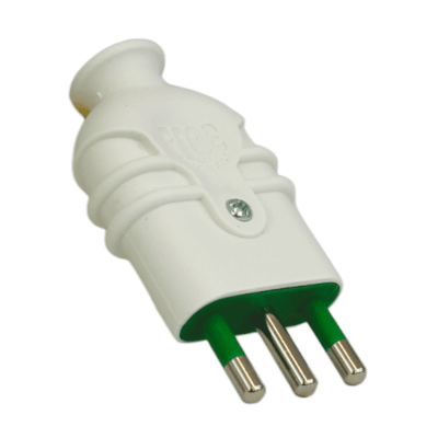 Enchufe Domiciliario Macho Volante 2p+ T 16A Blanco FANTON